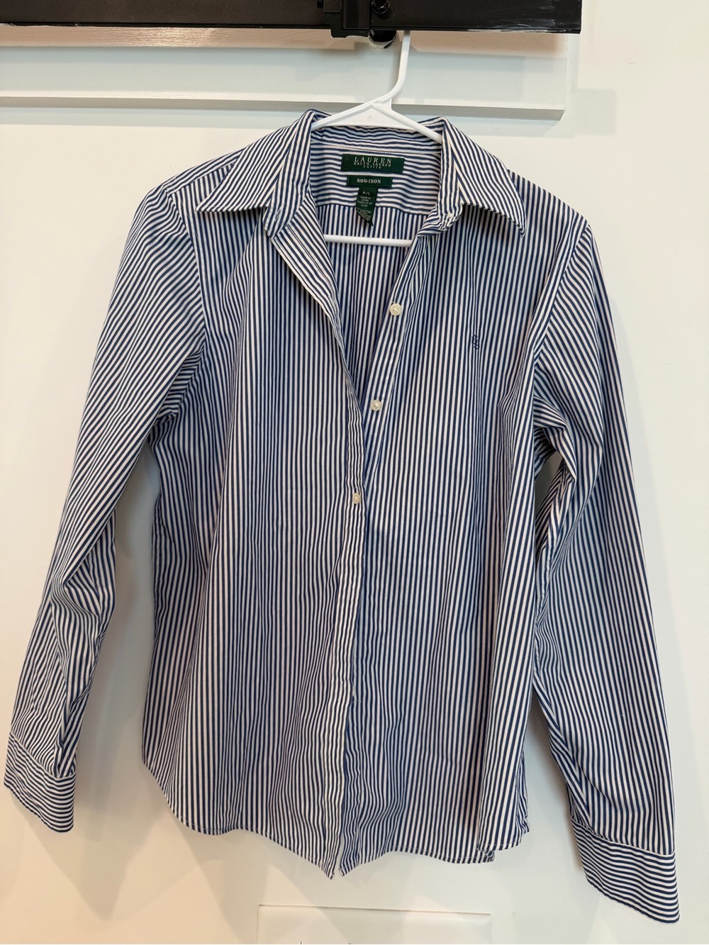 Ralph Lauren Women’s Navy and White Pinstripe Dress Shirt